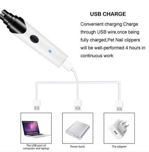Ourpettly Quiet Electric Pet Nail Grinder & Clipper - Low Noise USB Rechargeable for Dogs, Cats, Small Animals