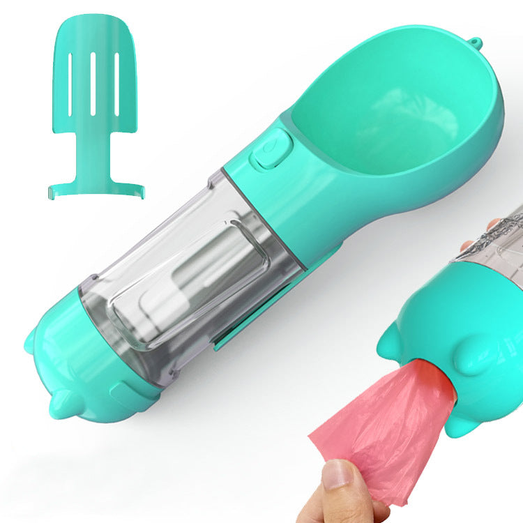 3-in-1 Portable Pet Water Bottle with Bowl & Waste Bag Dispenser | Outdoor Travel Dog & Cat Feeder