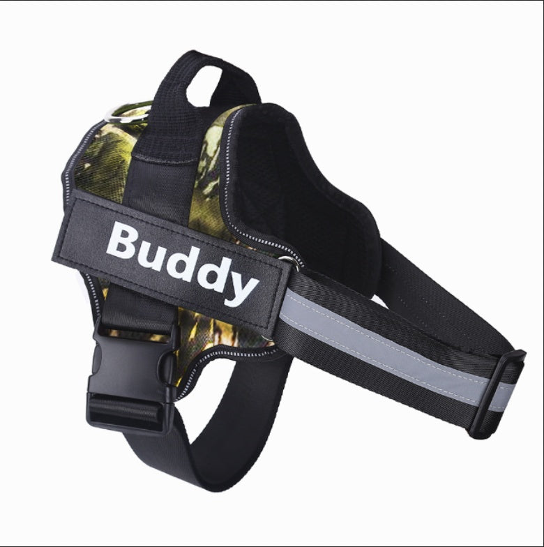 Personalized No-Pull Reflective Dog Harness - Adjustable Breathable Vest with Custom Patch for Small to Large Dogs