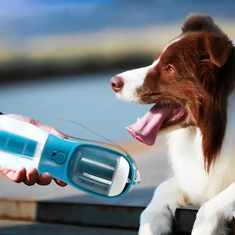 OurPetlly 3-in-1 Portable Dog Water Bottle with Food Container & Waste Bag Dispenser - Built-in Filter