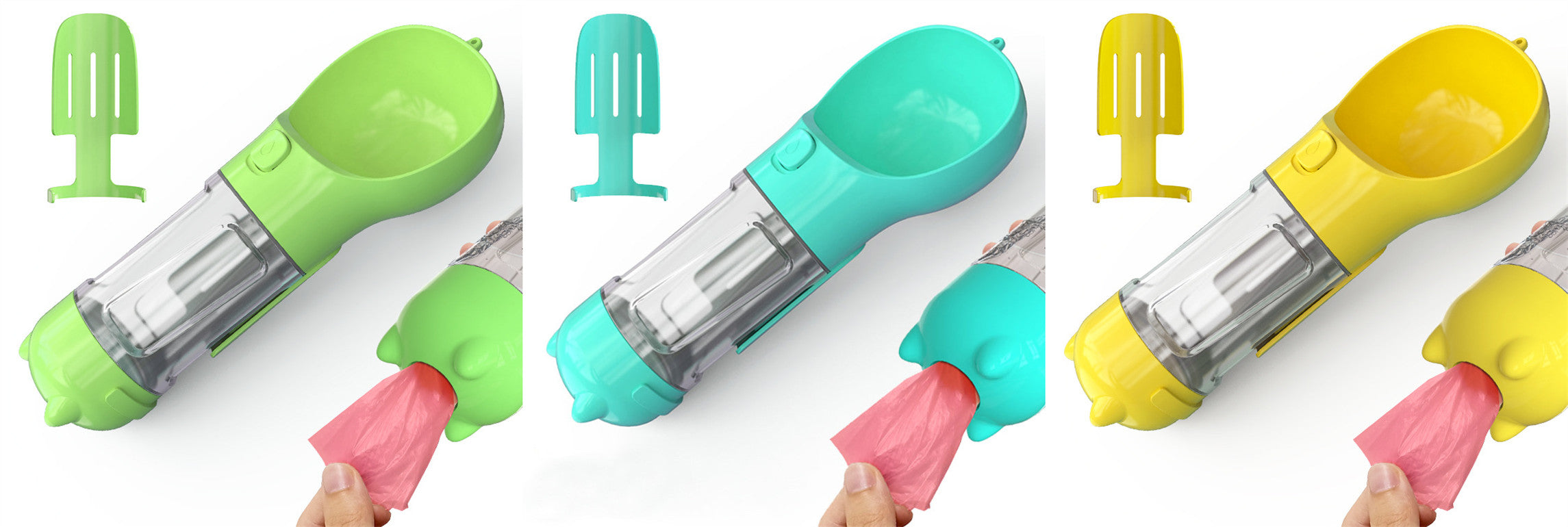 3-in-1 Portable Pet Water Bottle with Bowl & Waste Bag Dispenser | Outdoor Travel Dog & Cat Feeder