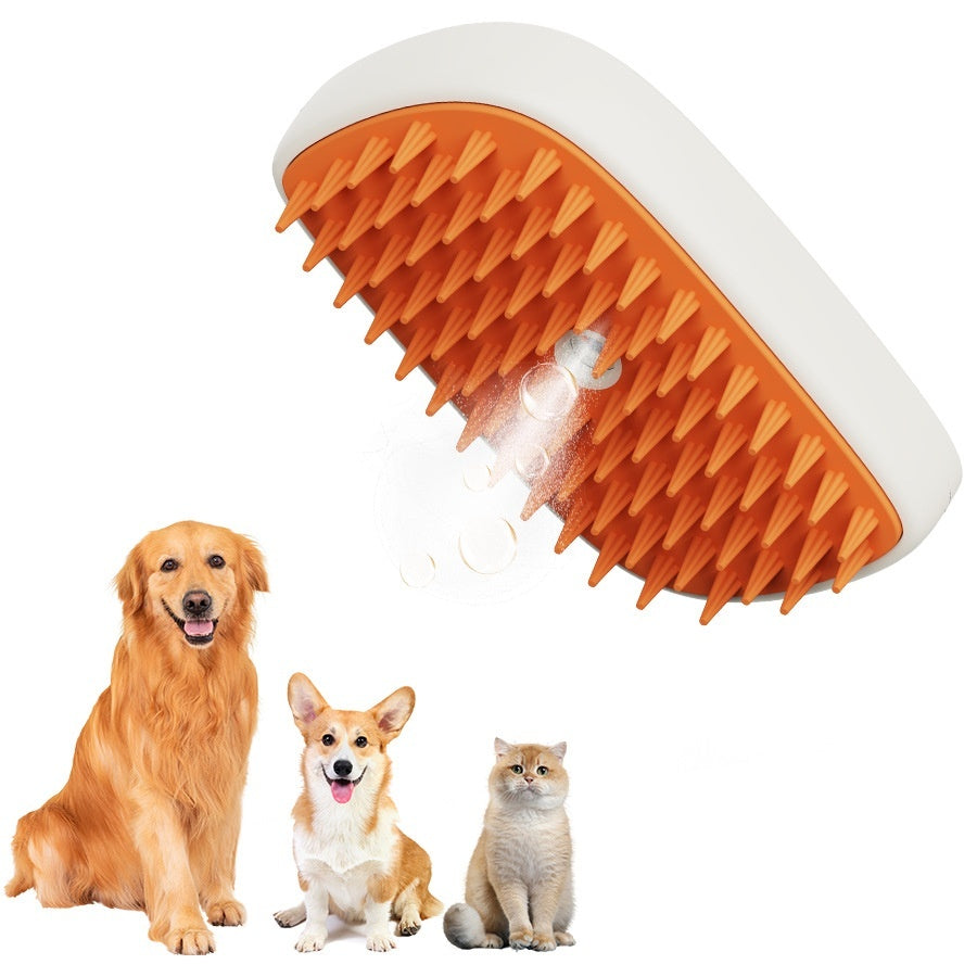 USB Rechargeable Pet Steam Brush & Massage Comb - 3-in-1 Grooming Tool for Cats and Dogs with Spray Function