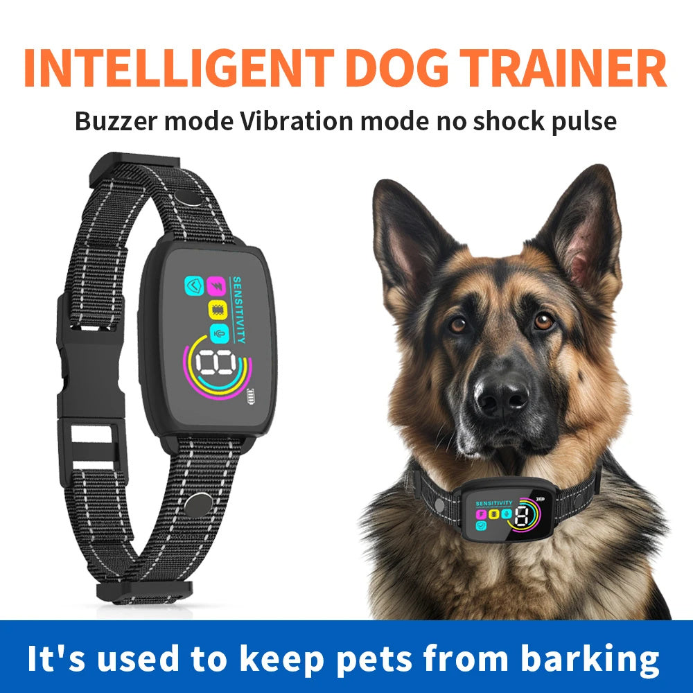 Smart Automatic Anti-Barking Dog Collar with HD Display - Rechargeable, Waterproof Bark Control for Medium to Large Dogs