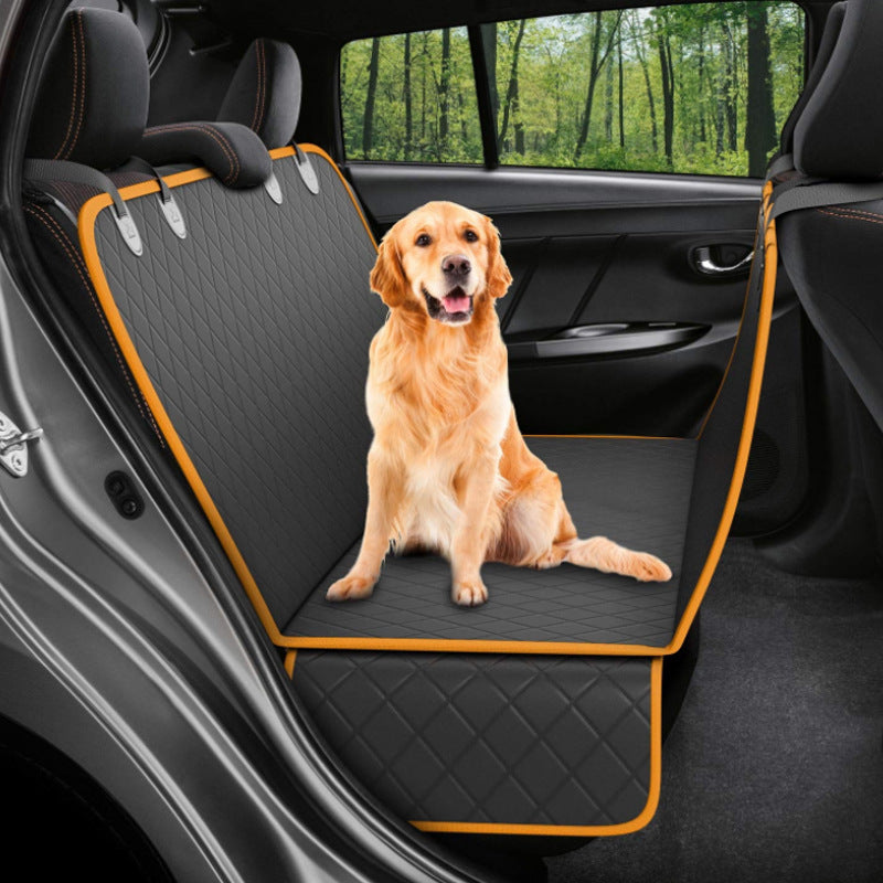 Dog Car Seat Cover Hammock with View Mesh Windows - 100% Waterproof Pet Back Seat Protector Mat for Travel, Includes Zipper & Storage Pocket