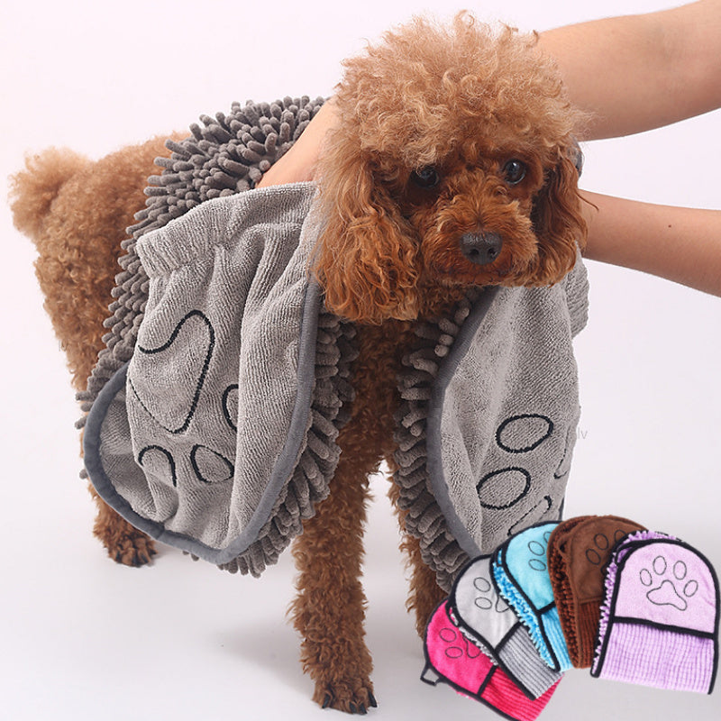 Ourpetlly Super Absorbent Microfiber Pet Drying Towel for Dogs and Cats - Quick Dry, Soft Chenille (Multiple Colors)