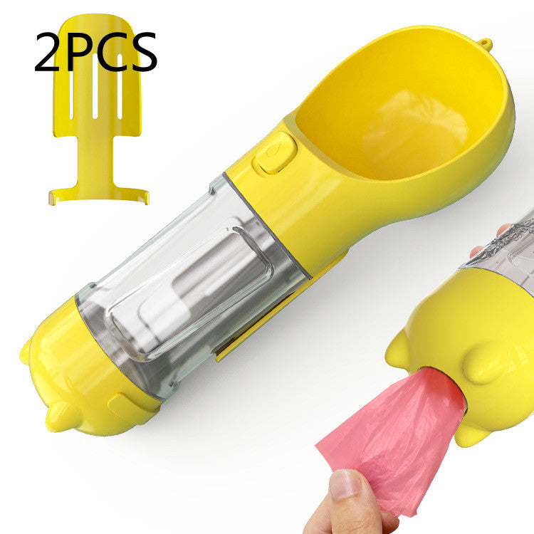 3-in-1 Portable Pet Water Bottle with Bowl & Waste Bag Dispenser | Outdoor Travel Dog & Cat Feeder