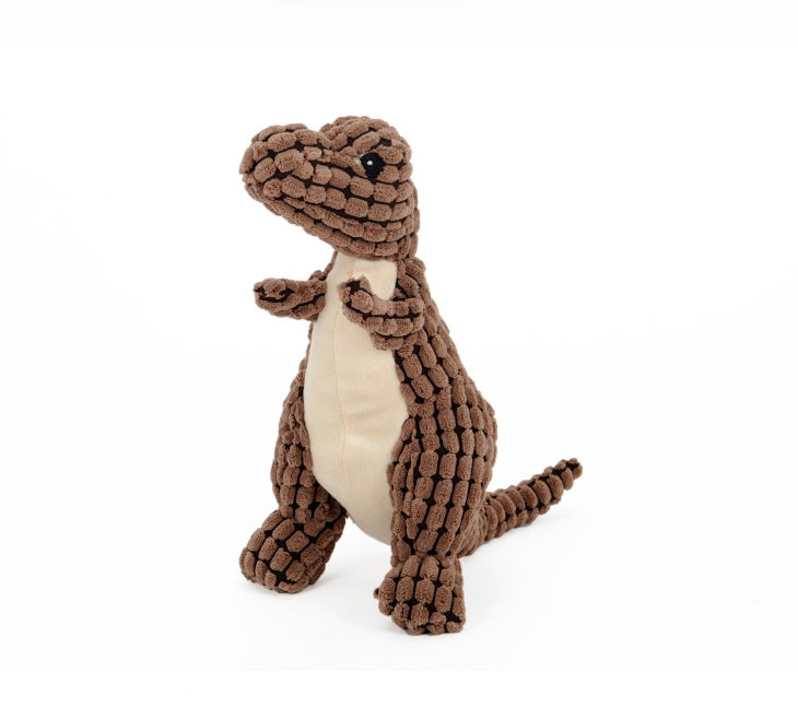 Durable Dinosaur Plush Dog Toy with Squeaker - Interactive Chew Toy for Large & Small Dogs