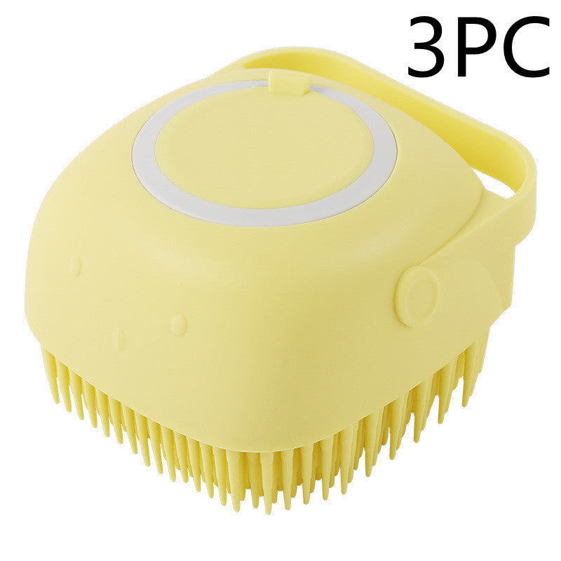 Silicone Pet Bathing & Massage Glove Brush - Dog & Cat Grooming Tool with Shampoo Dispenser