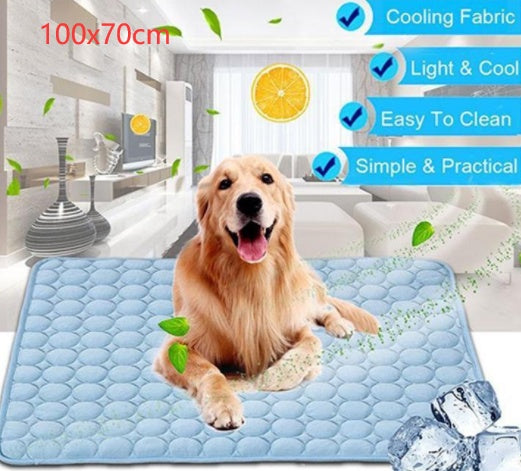 Self-Cooling Ice Silk Pet Pad - Instant Cooling Bed Mat for Dogs & Cats in Summer, No Water Needed (Multiple Sizes)