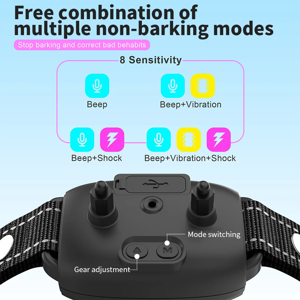 Smart Automatic Anti-Barking Dog Collar with HD Display - Rechargeable, Waterproof Bark Control for Medium to Large Dogs