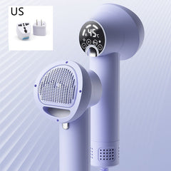 Smart Pet Hair Dryer & Grooming Brush - Silent Blow Comb for Dogs & Cats, 300W, Purple/White