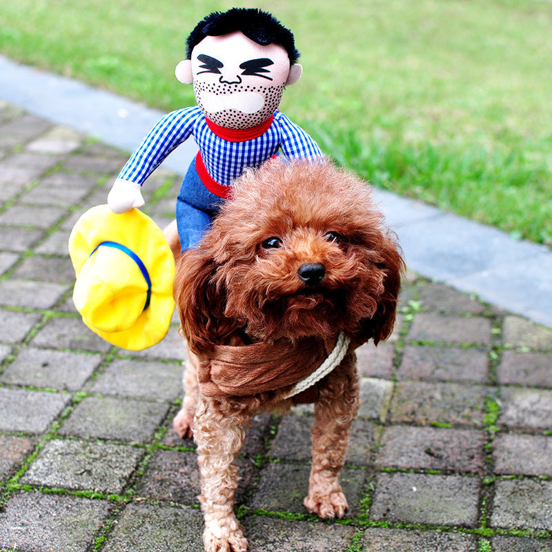 Halloween Dog Costume - Adjustable Scary Horseman Outfit with Wig for Pet Cosplay & Parties