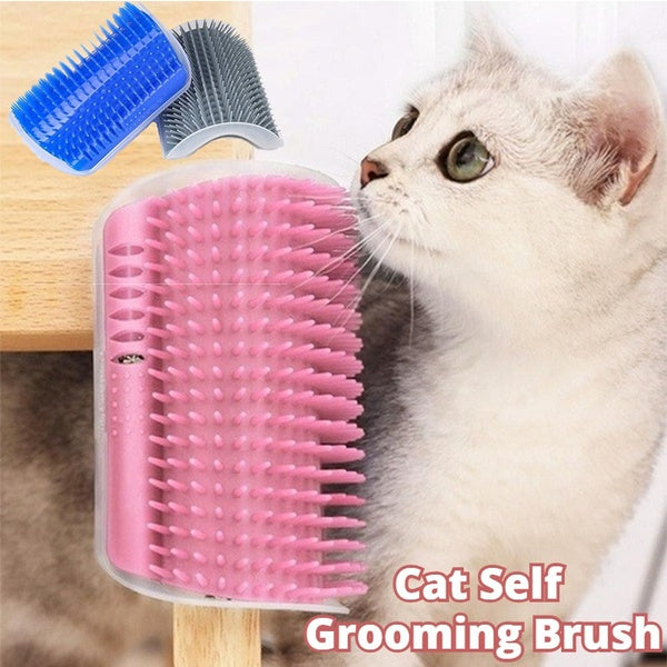 Cat Self Grooming Brush - Wall Mounted Massage & Deshedding Tool for Cats