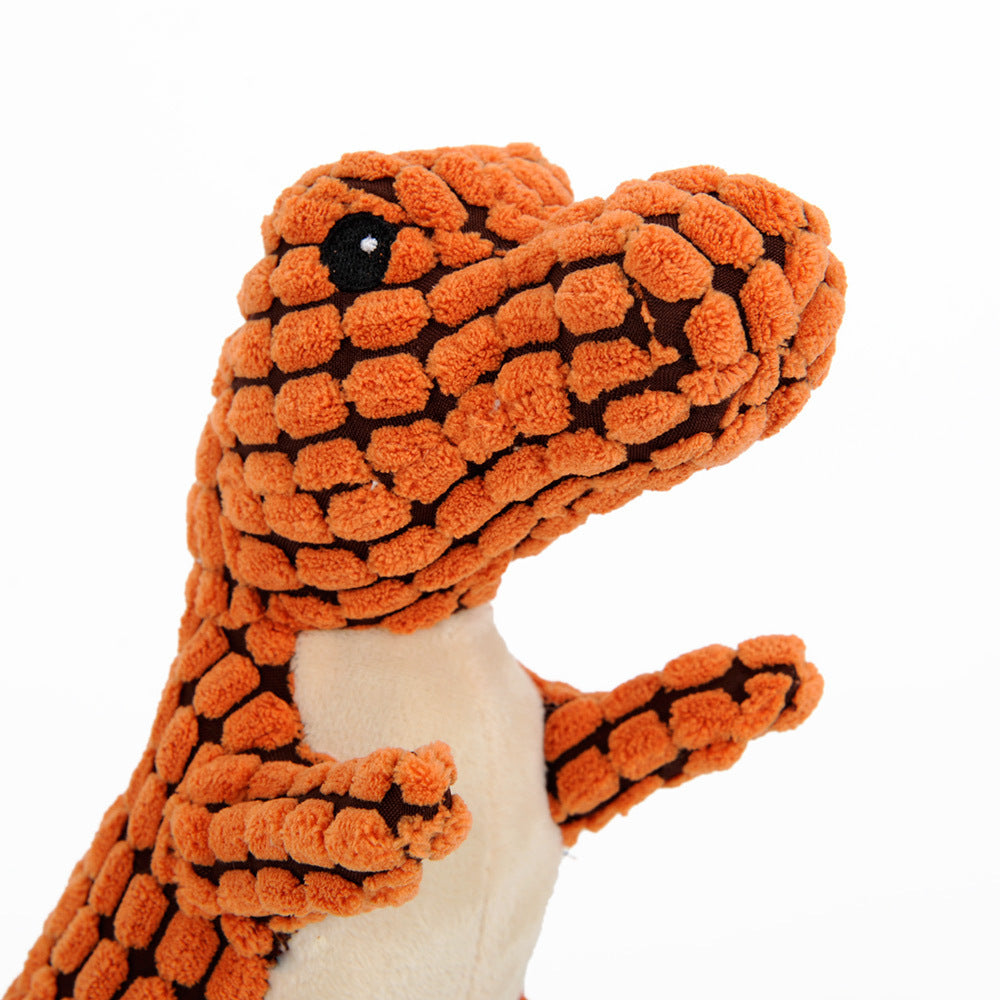 Durable Dinosaur Plush Dog Toy with Squeaker - Interactive Chew Toy for Large & Small Dogs