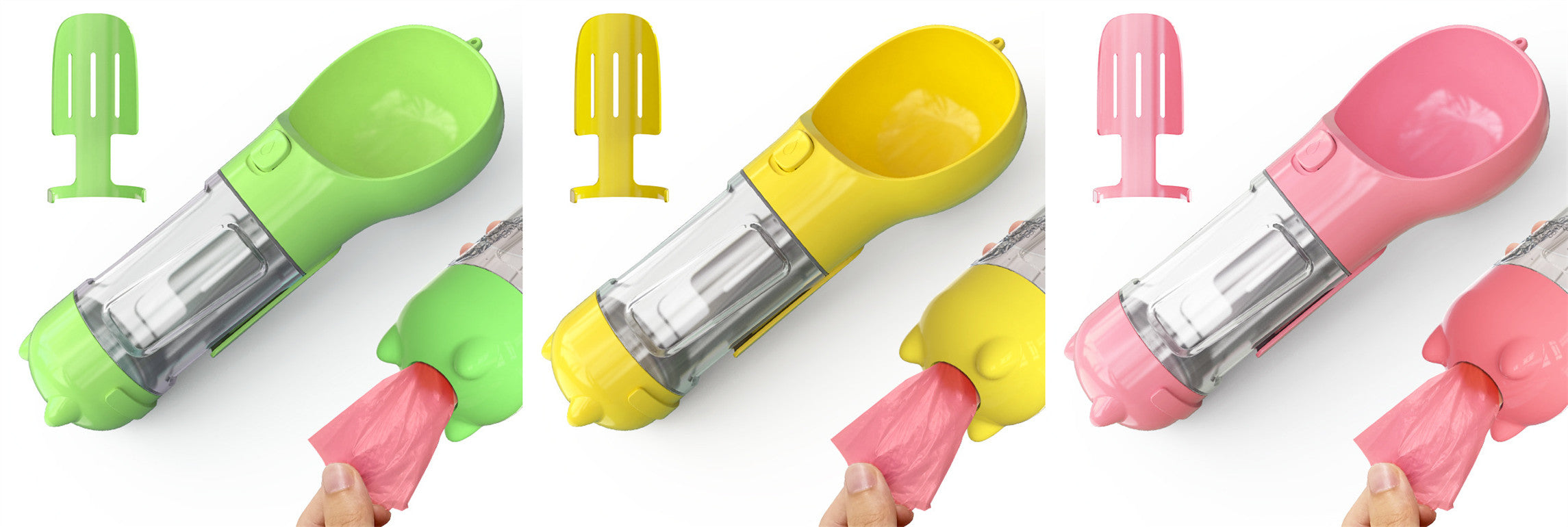 3-in-1 Portable Pet Water Bottle with Bowl & Waste Bag Dispenser | Outdoor Travel Dog & Cat Feeder