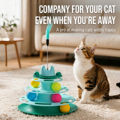 Interactive 4-Tier Cat Track Toy with 4 Spinning Balls for Indoor Cats