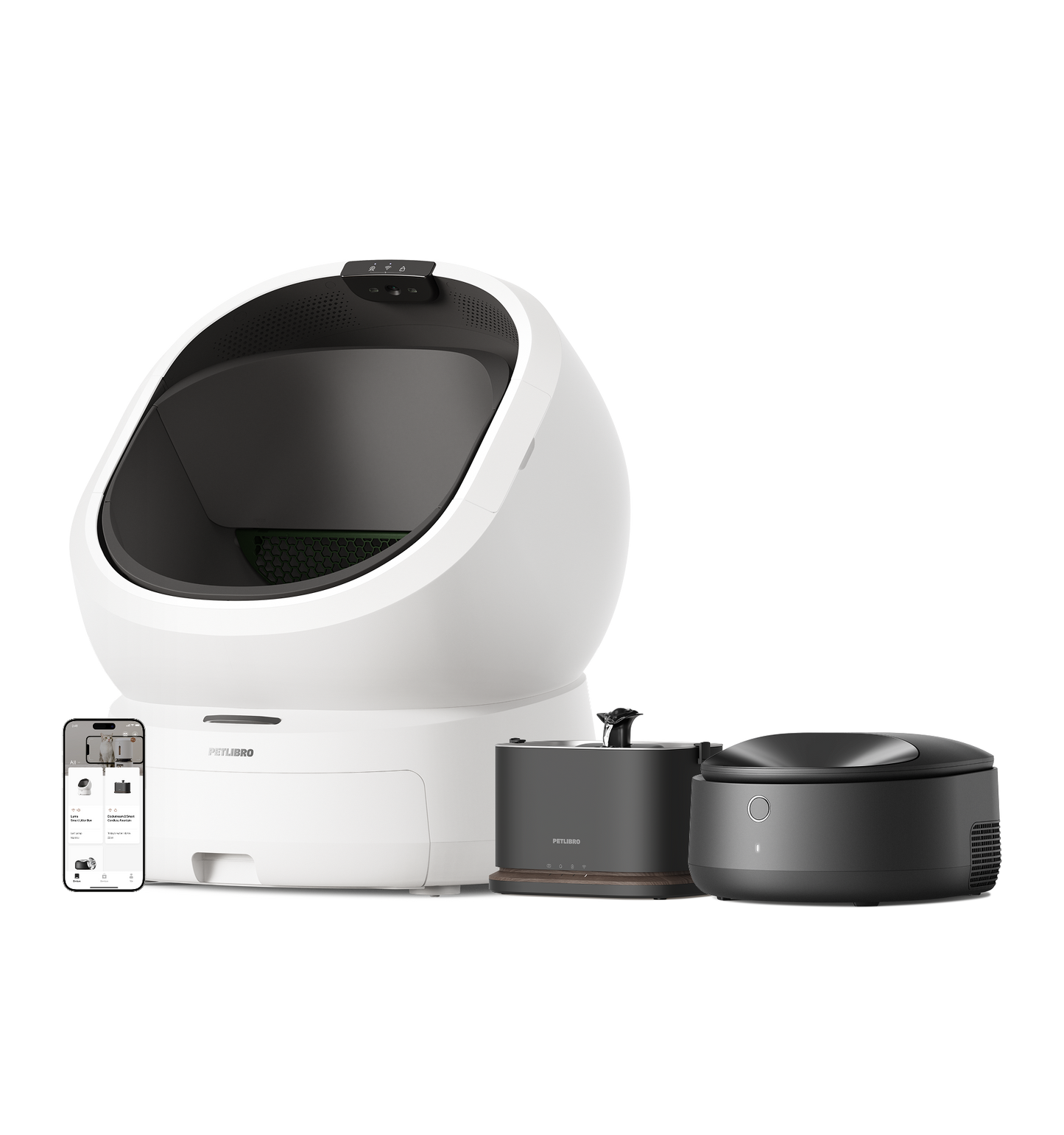 Luma Smart Litter Box & Polar Smart Wet Food Feeder & Dockstream 2 Smart Fountain