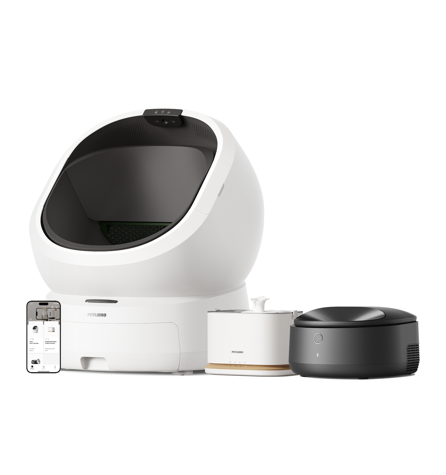 Luma Smart Litter Box & Polar Smart Wet Food Feeder & Dockstream 2 Smart Fountain