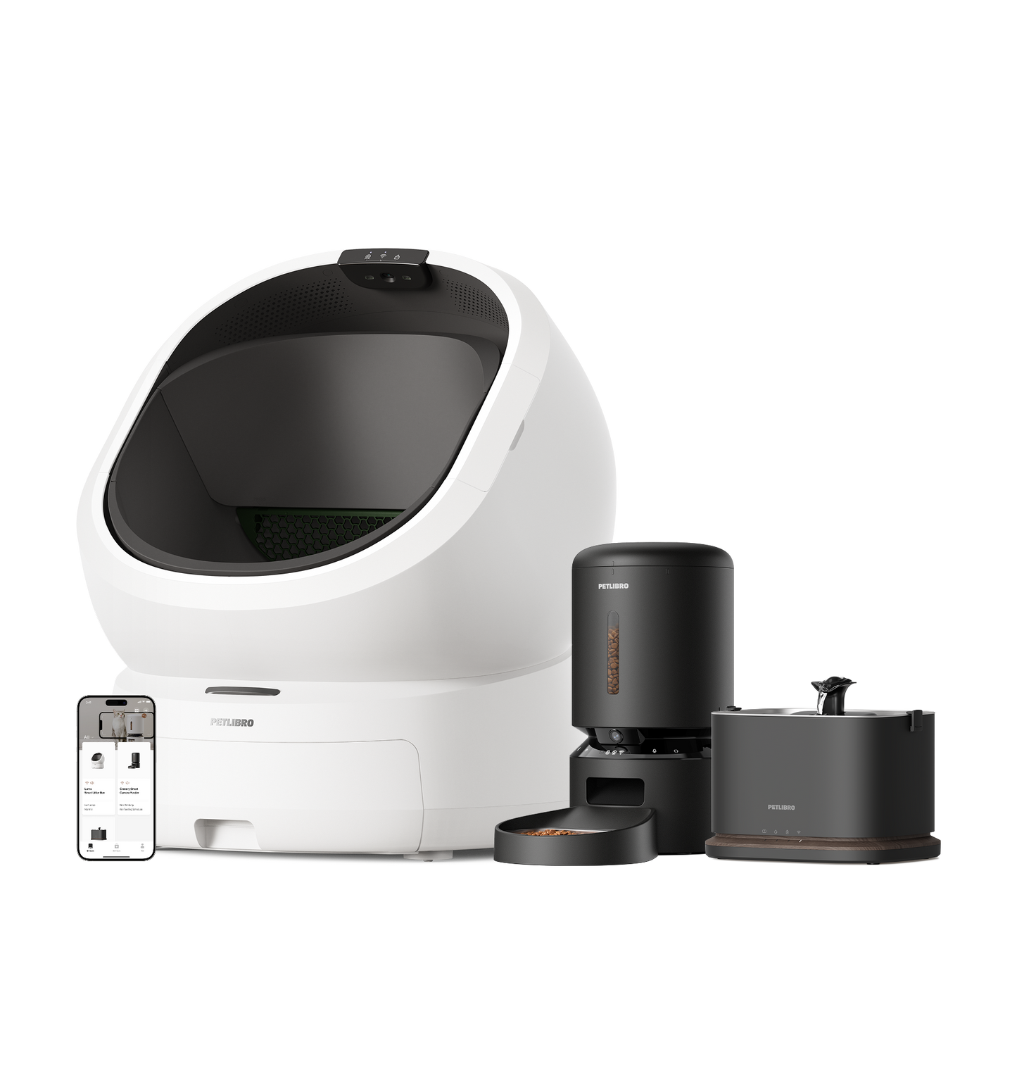 Luma Smart Litter Box & Granary Smart Camera Feeder & Dockstream 2 Smart Fountain
