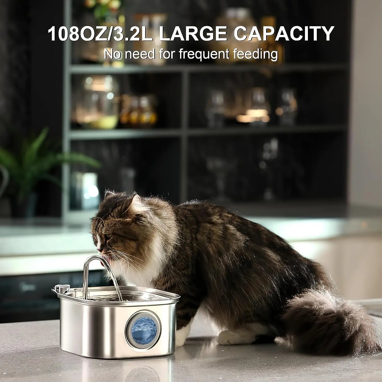 Cat Water Fountain 3.2L Stainless Steel Pet Water Fountain Dog Water Dispenser Automatic Cat Fountain Dog Bowls Cat Products
