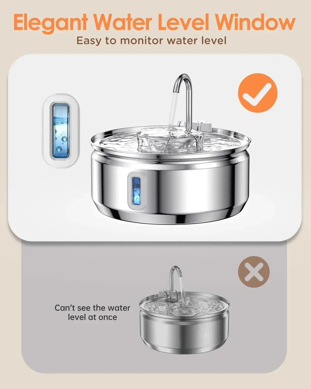 Cat Water Fountain 3.2L/108oz Upgraded Stainless Steel Pet Water Fountain for Cats Drinking Automatic Cat Water Bowl Dispenser