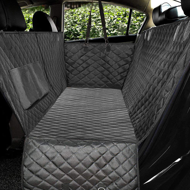 Dog Car Seat Cover Hammock with View Mesh Windows - 100% Waterproof Pet Back Seat Protector Mat for Travel, Includes Zipper & Storage Pocket