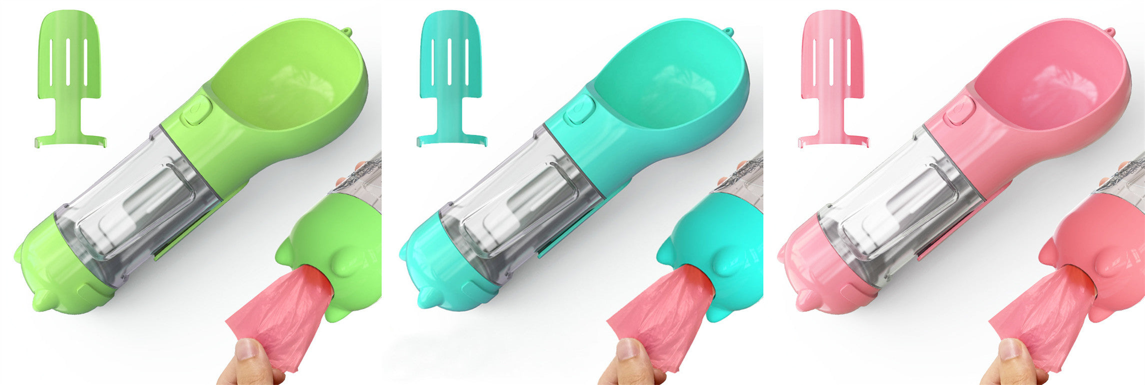 3-in-1 Portable Pet Water Bottle with Bowl & Waste Bag Dispenser | Outdoor Travel Dog & Cat Feeder