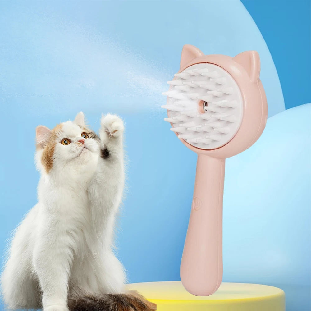 Rechargeable Steam Pet Grooming Brush - Self-Cleaning Deshedding & Massage Brush for Dogs and Cats