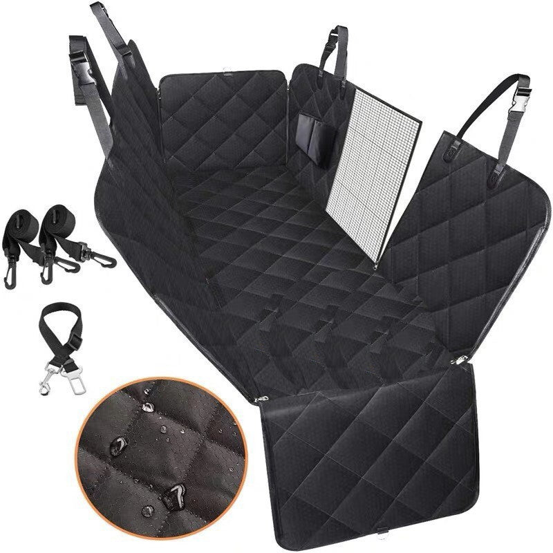 Dog Car Seat Cover Hammock with View Mesh Windows - 100% Waterproof Pet Back Seat Protector Mat for Travel, Includes Zipper & Storage Pocket
