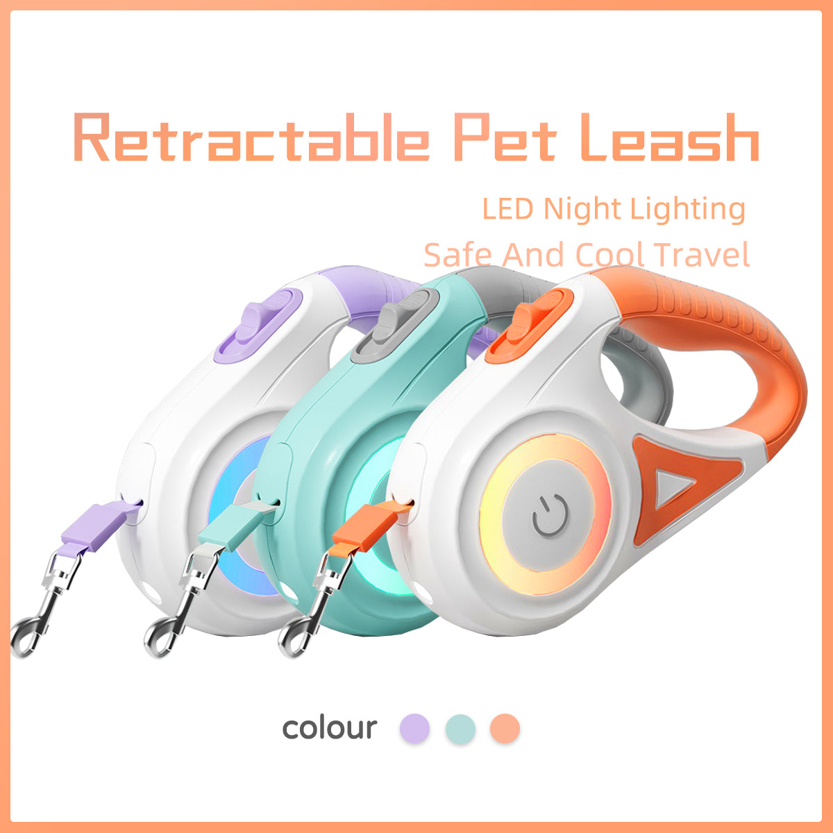Automatic Retractable Dog Leash with LED Light & Collar Set for Small to Medium Dogs