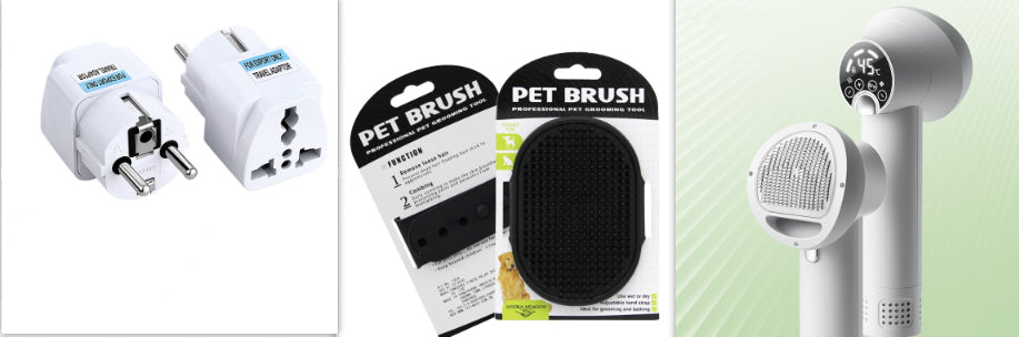 Smart Pet Hair Dryer & Grooming Brush - Silent Blow Comb for Dogs & Cats, 300W, Purple/White