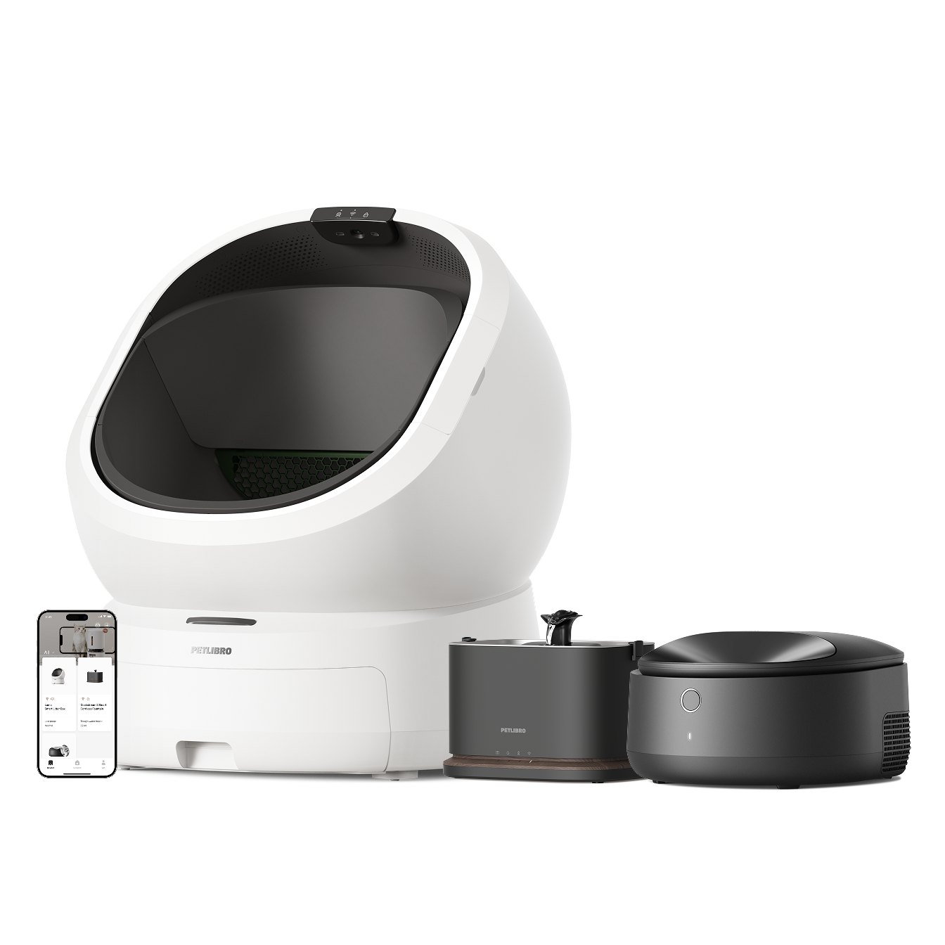Luma Smart Litter Box & Polar Smart Wet Food Feeder & Dockstream 2 Smart Fountain