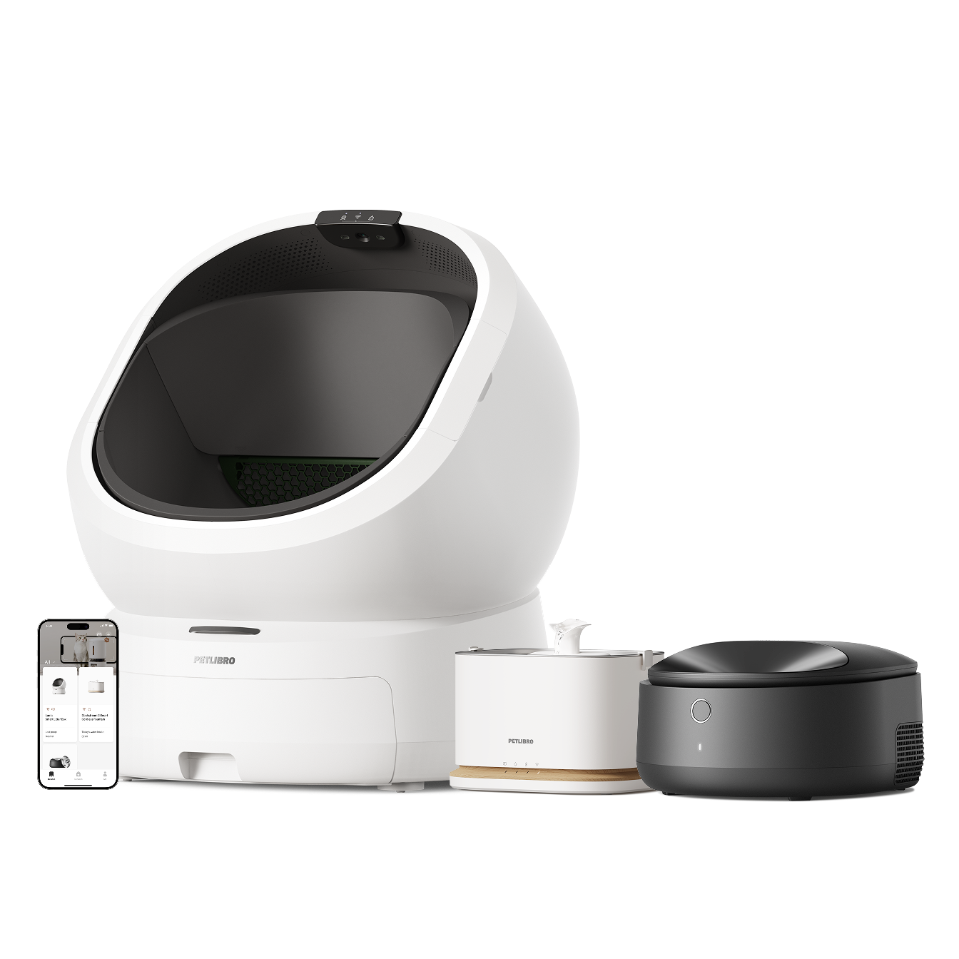 Luma Smart Litter Box & Polar Smart Wet Food Feeder & Dockstream 2 Smart Fountain