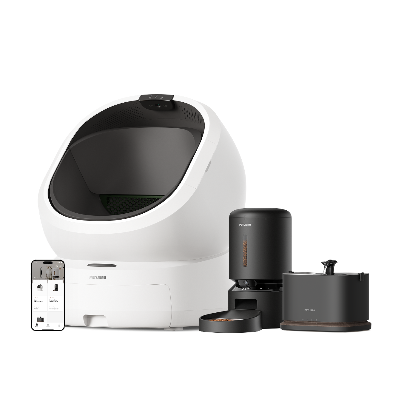 Luma Smart Litter Box & Granary Smart Camera Feeder & Dockstream 2 Smart Fountain