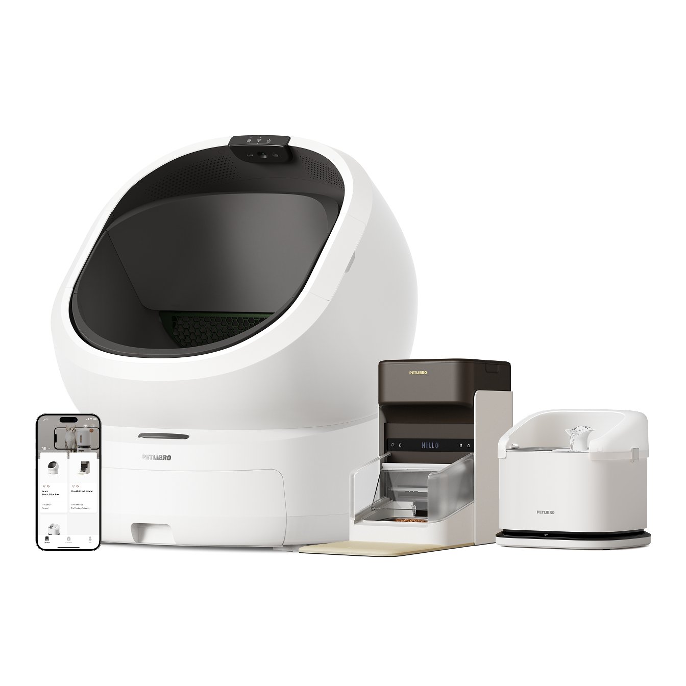 Luma Smart Litter Box & Dockstream RFID Smart Fountain & One RFID Smart Feeder