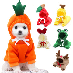 Cute Fruit Hoodie Winter Warm Fleece Dog Sweater for Small Dogs - French Bulldog, Chihuahua, Puppy & Cat Clothing