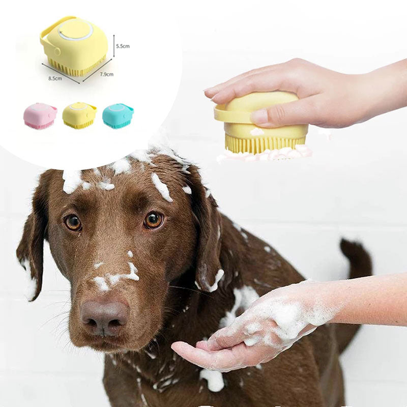 Silicone Pet Bathing & Massage Glove Brush - Dog & Cat Grooming Tool with Shampoo Dispenser