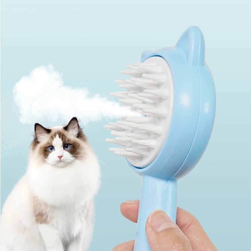 Rechargeable Steam Pet Grooming Brush - Self-Cleaning Deshedding & Massage Brush for Dogs and Cats
