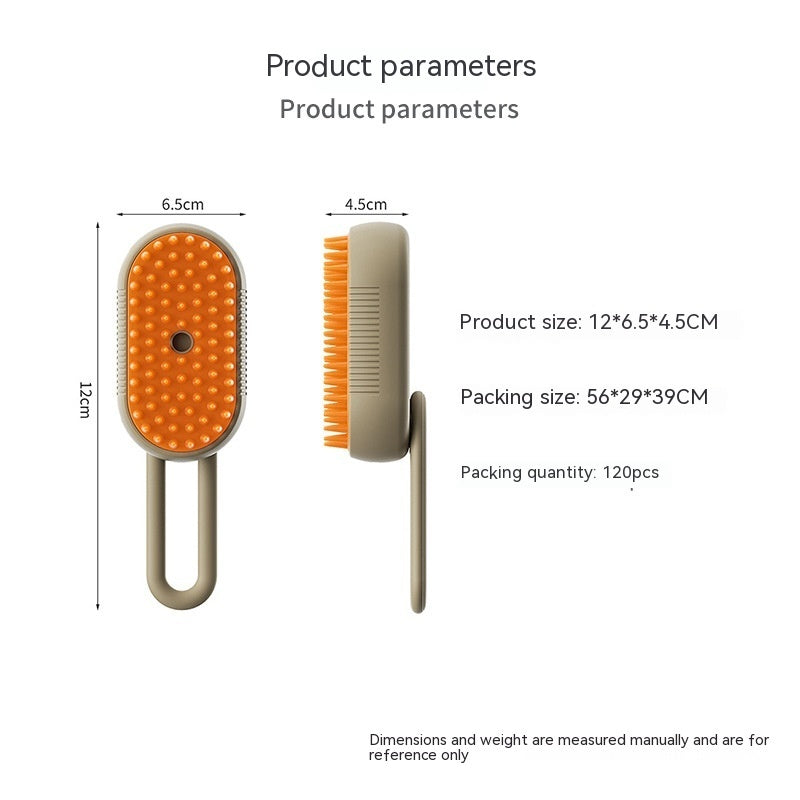 3-in-1 Electric Steam Pet Brush - USB Rechargeable Dog & Cat Grooming Brush for Hair Removal, Detangling & Massage