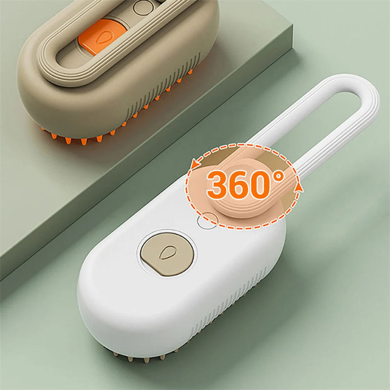 3-in-1 Electric Steam Pet Brush - USB Rechargeable Dog & Cat Grooming Brush for Hair Removal, Detangling & Massage