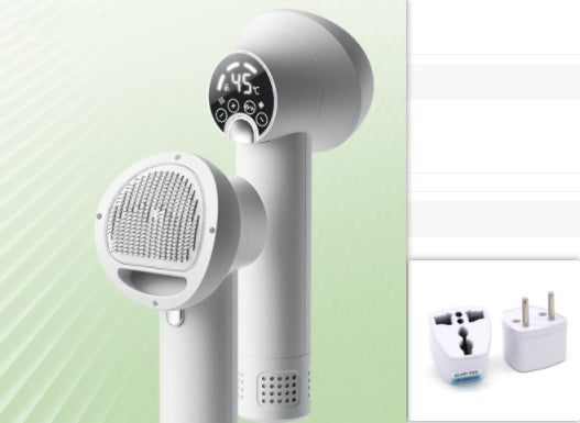 Smart Pet Hair Dryer & Grooming Brush - Silent Blow Comb for Dogs & Cats, 300W, Purple/White