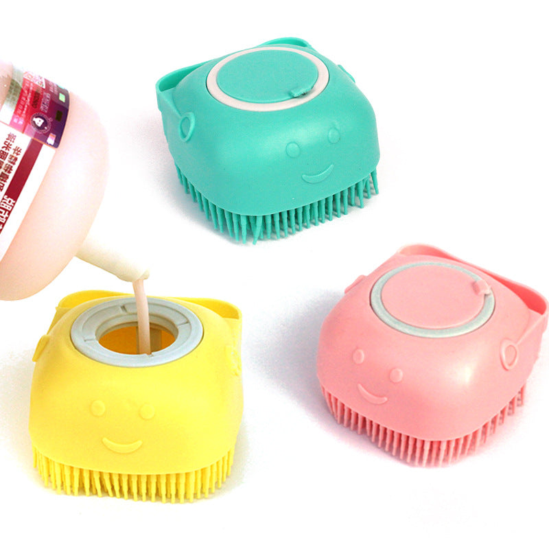 Silicone Pet Bathing & Massage Glove Brush - Dog & Cat Grooming Tool with Shampoo Dispenser