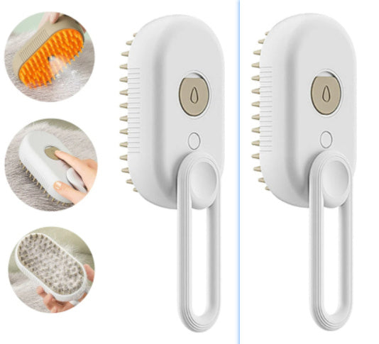 3-in-1 Electric Steam Pet Brush - USB Rechargeable Dog & Cat Grooming Brush for Hair Removal, Detangling & Massage