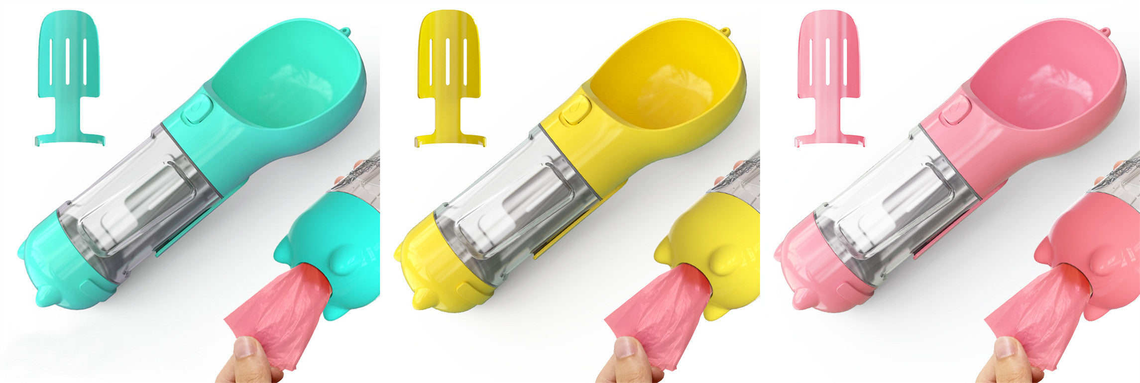 3-in-1 Portable Pet Water Bottle with Bowl & Waste Bag Dispenser | Outdoor Travel Dog & Cat Feeder