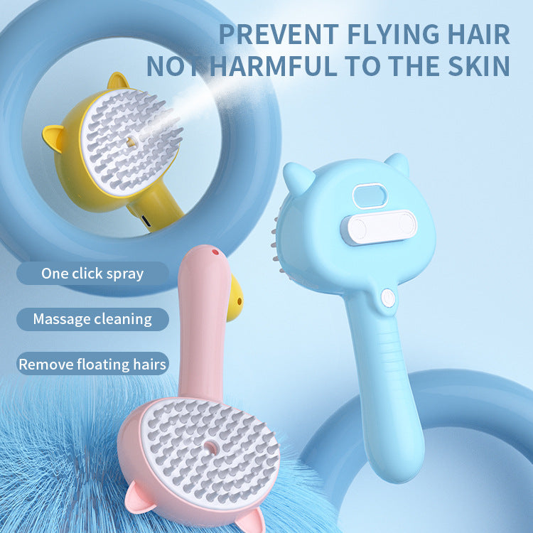Rechargeable Steam Pet Grooming Brush - Self-Cleaning Deshedding & Massage Brush for Dogs and Cats
