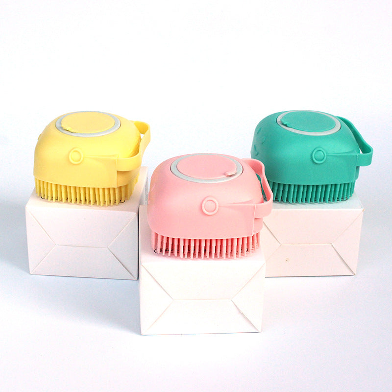 Silicone Pet Bathing & Massage Glove Brush - Dog & Cat Grooming Tool with Shampoo Dispenser